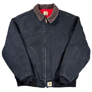 Vintage 90’s Carhartt Detroit Jacket Quilted Lined Black Faded Corduroy Collar L